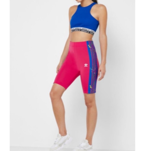 NEW Adidas floral embroidered cycle bike shorts xs - Picture 2 of 5